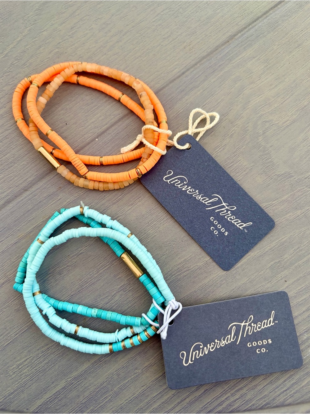 Universal Thread Orange & Turquoise Beaded Stretch Bracelet Set